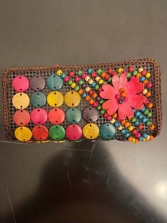 Multi-color coconut shell small purse