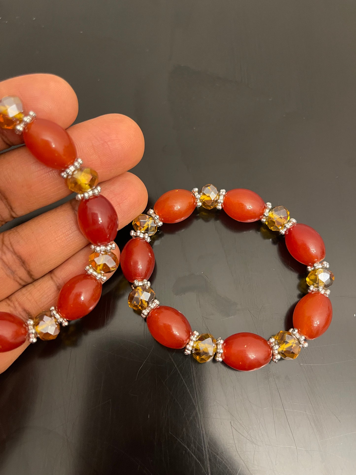 Orange beaded bracelet